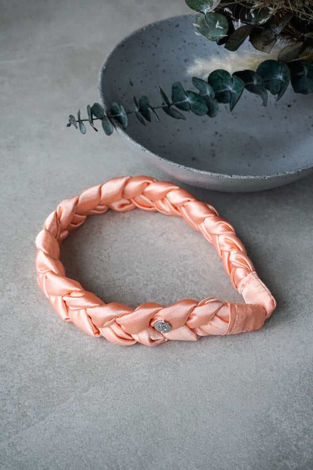 Bequemer Haarreif geflochten Satinoptik Lachs | andcosy.de