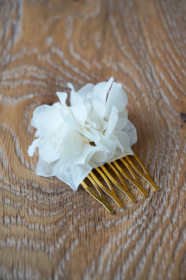 Haarkamm klein mit Hortensienblüten
